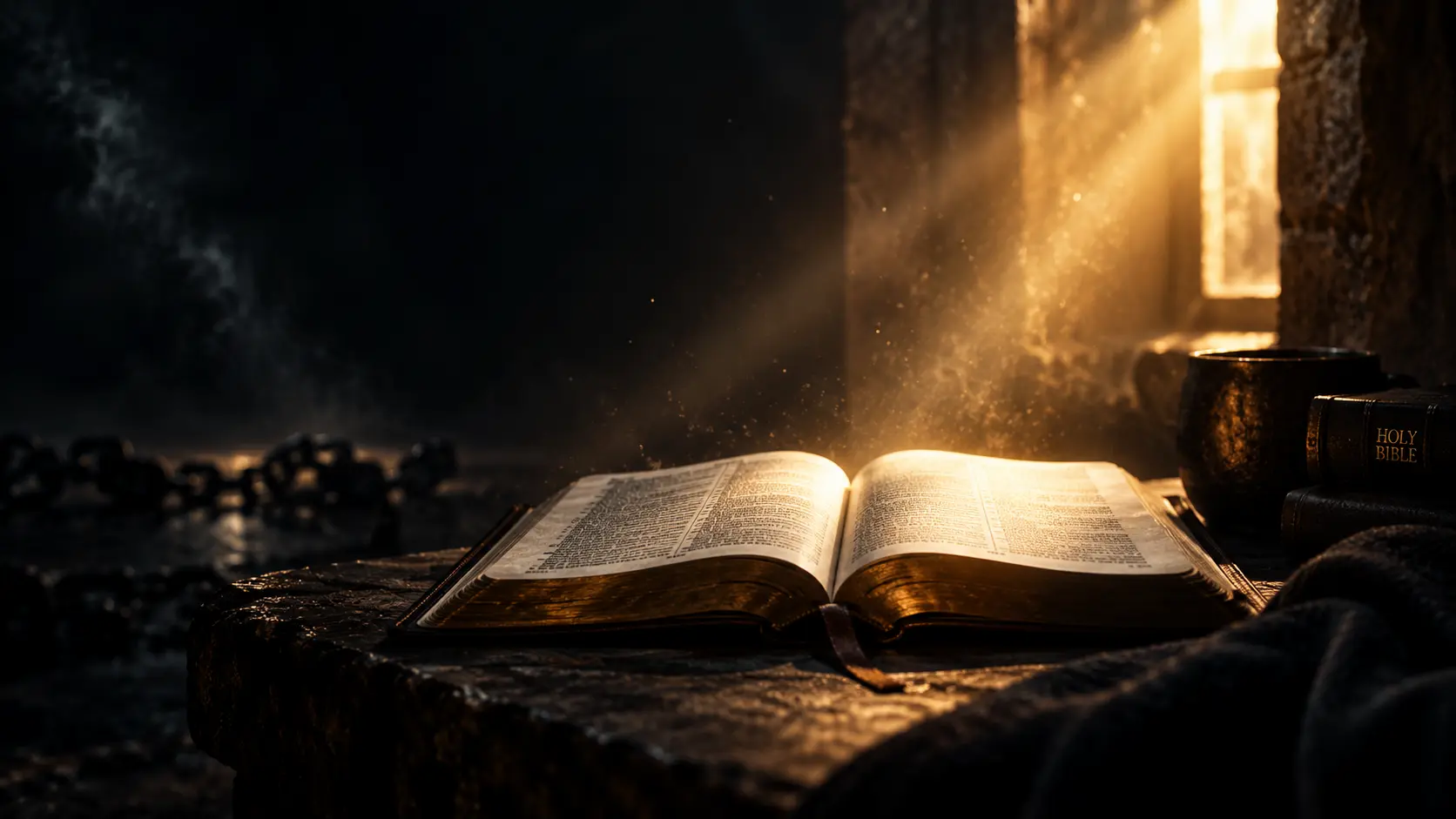 Identity in Christ — open Bible with warm light